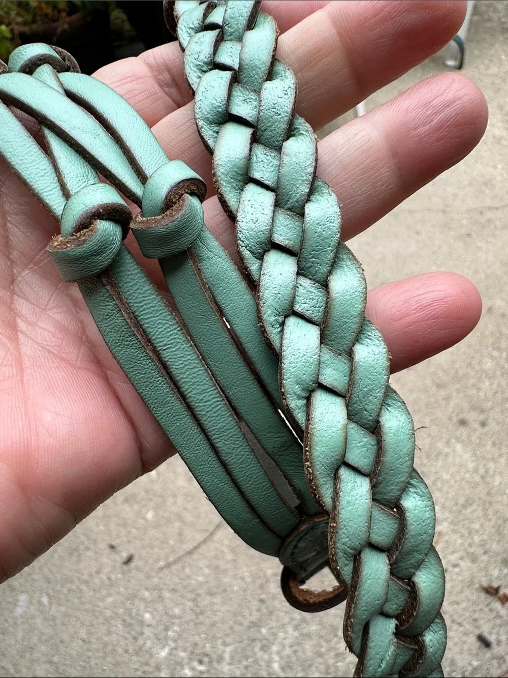 Fossil Braided Leather Belt in Mint Green